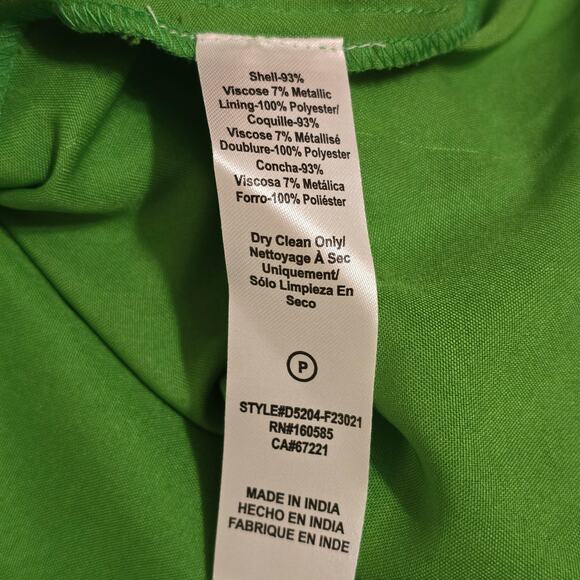 Ciebon Palmina Metallic Leaf Print High-Low Dress in Lime Medium - Picture 5 of 6